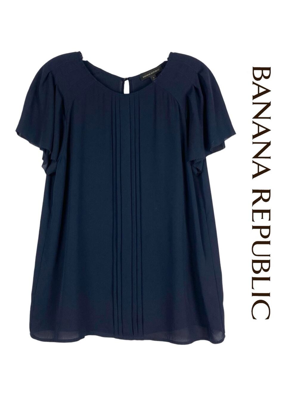 Banana Republic Women’s Semisheer Navy Blouse Size Small